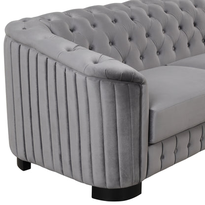 Mid Century Velvet Upholstered Sofa