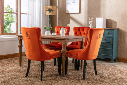 High-end Tufted Upholstered Dining Chairs, 2-Pcs Set Orange