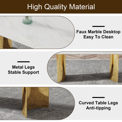 Zara Marble Dining Table, Gold