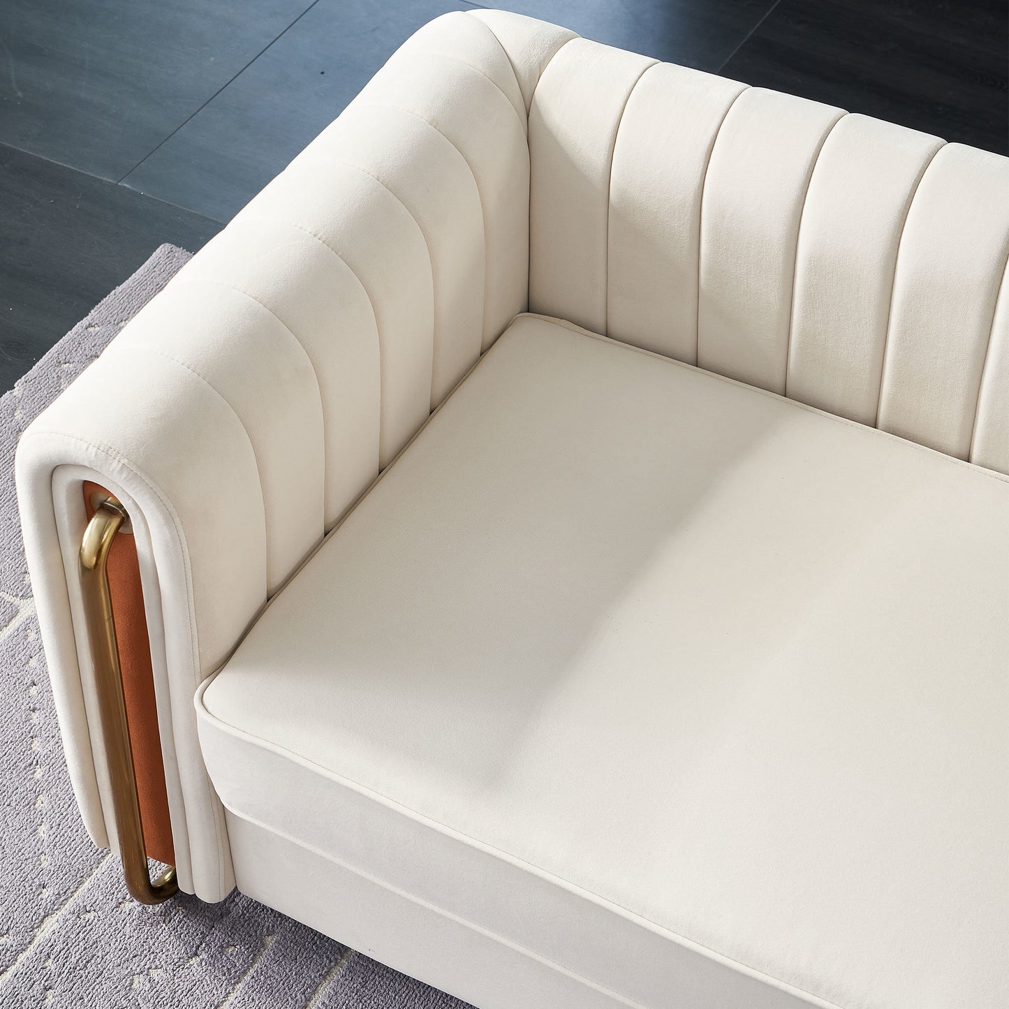 zara velvet sofa couch, beige