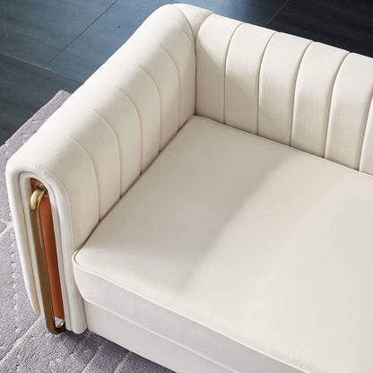 Zara Velvet Sofa Couch, Beige
