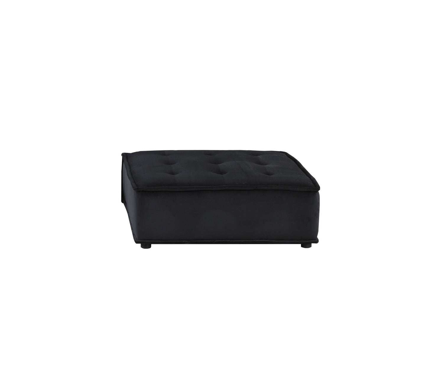 anna  black velvet 5 pc sectional sofa with ottoman