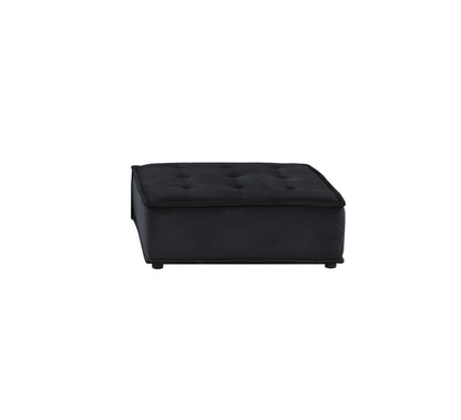 Anna  Black Velvet 5 Pc Sectional Sofa with Ottoman