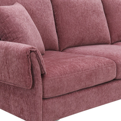 Chenille L-Shaped Sofa with 2 Pillows
