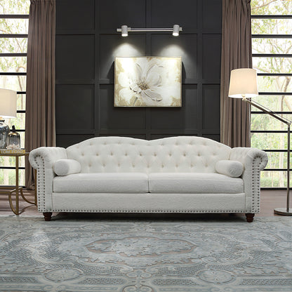 Carla Upholstered Sofa ,White.