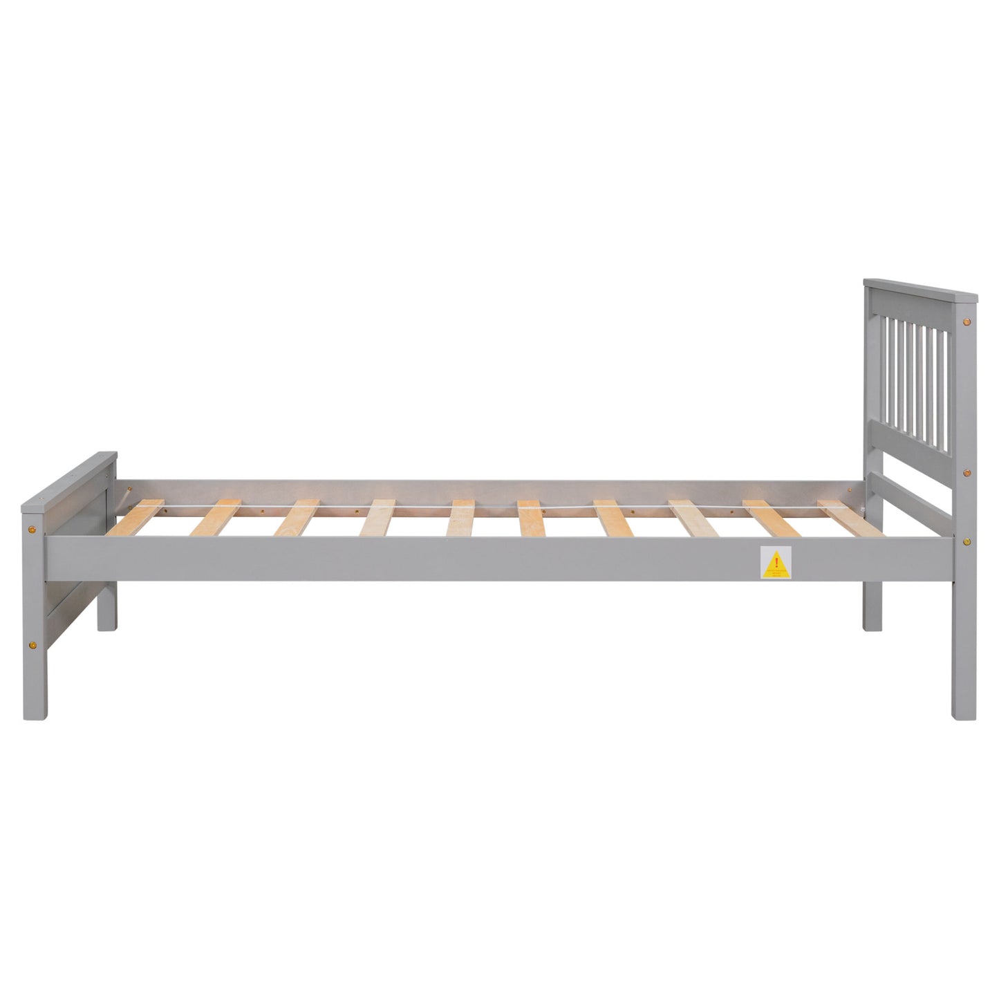twin bed with headboard & nightstand, grey