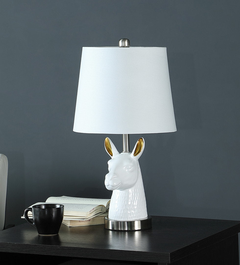 patagonia white llama bust resin table lamp