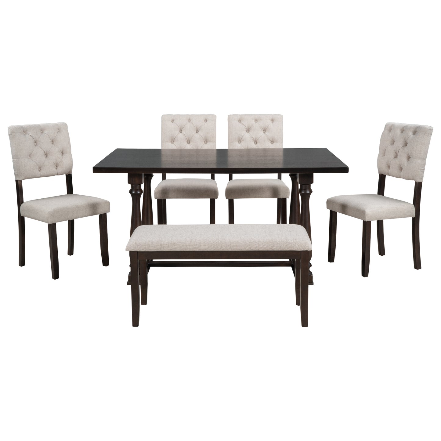 upholstered 6-piece dining table set