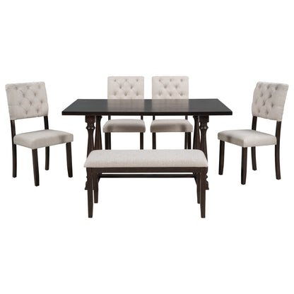 Upholstered 6-Piece Dining Table Set