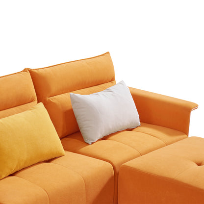 U-Shaped Sectional Sofa with 2 Removeable Ottoman and 4 Pillows