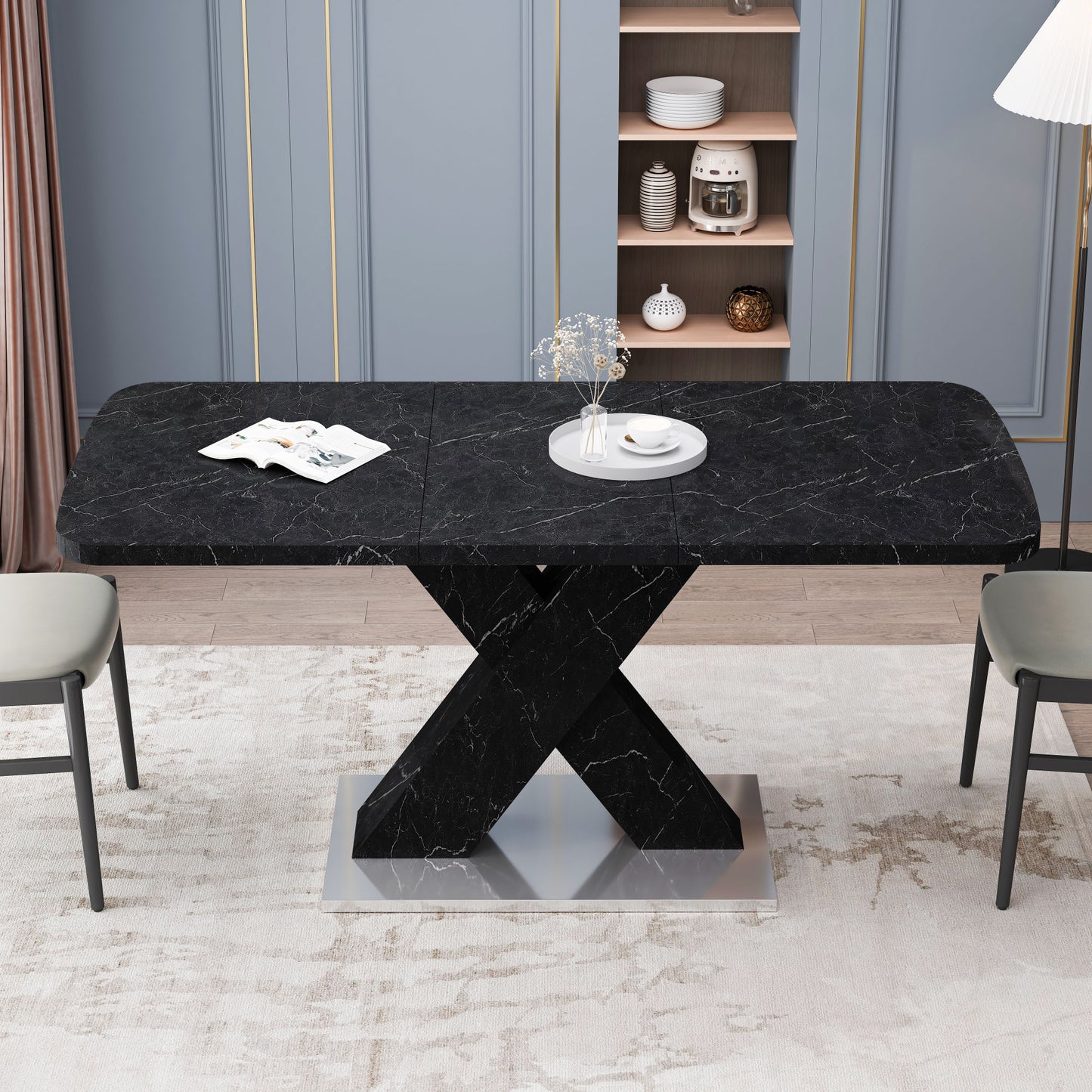 lux extendable marble square dining table