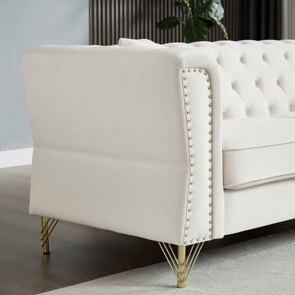 3-seater + 2-seater Combination Sofa Tufted with 4 Pillows