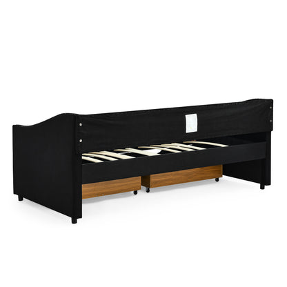 Upholstered Tufted Sofa Bed with drawers in black