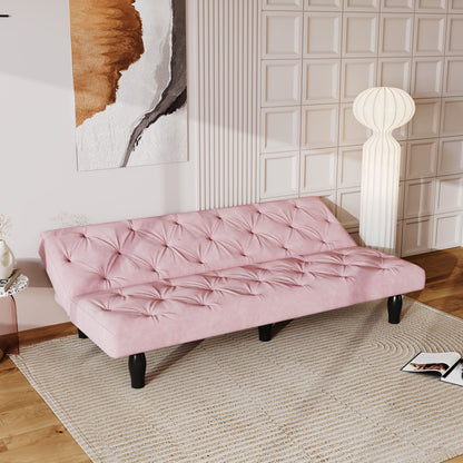 66" Pink Velvet Sofa Bed