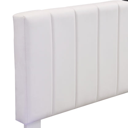 Upholstered Bed with Hydraulic Storage System and LED Light, Sockets, and USB Ports, White