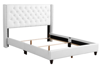 Julie Upholstered Bed , WHITE