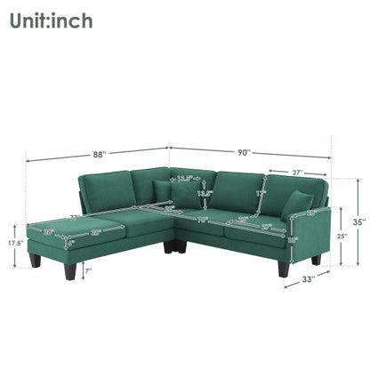 Terry 5-Seat Couch Set with Chaise with 3 Pillows