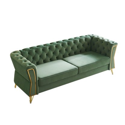 Modern Tufted Velvet Sofa, Mint Green