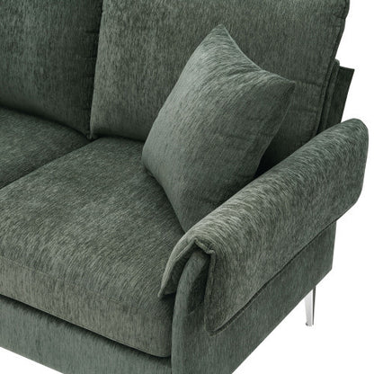 Chenille L-Shaped Sofa with 2 Pillows