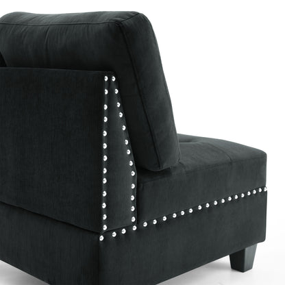 Rene U shape Modular Sectional Sofa, Black Velvet