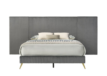 ACME Muilee Queen Bed , Gray Fabric BD01741Q