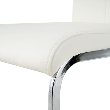 Modern Faux Leather Chairs Set of 6, White