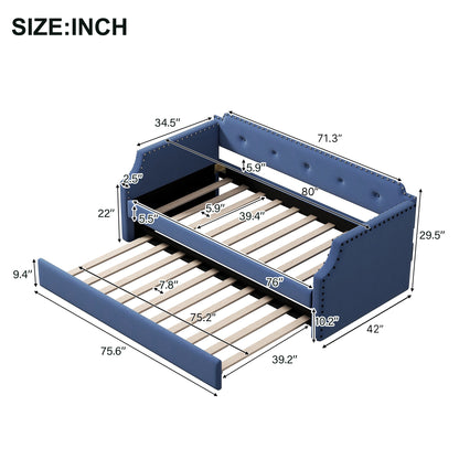 Victor Upholstered Daybed with Trundle ,Blue