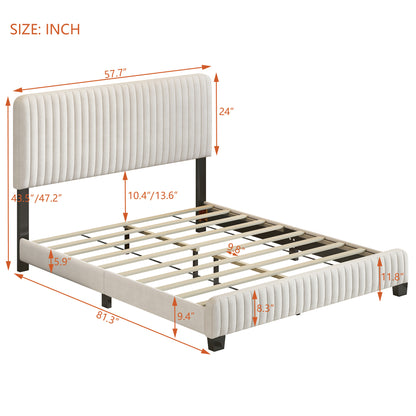 Emily Upholstered Platform Bed,Beige