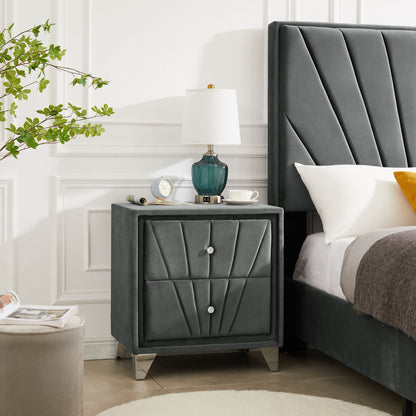 B108 Queen bed with two nightstands, + metal legs with Electroplate