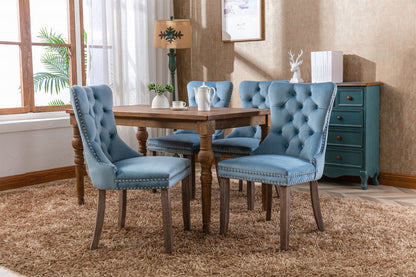 Nikki Collection Modern High-end Tufted Dining Chairs 2-Pcs Set, Light Blue
