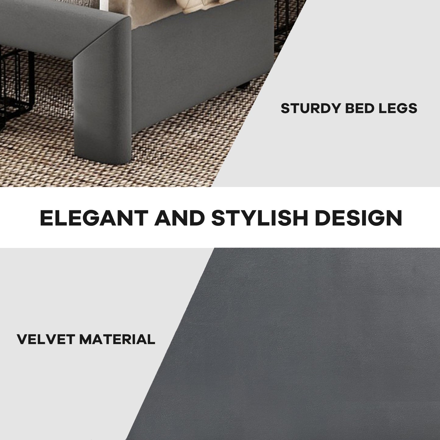 queen size bed frame with storage headboard and charging station,dark gray