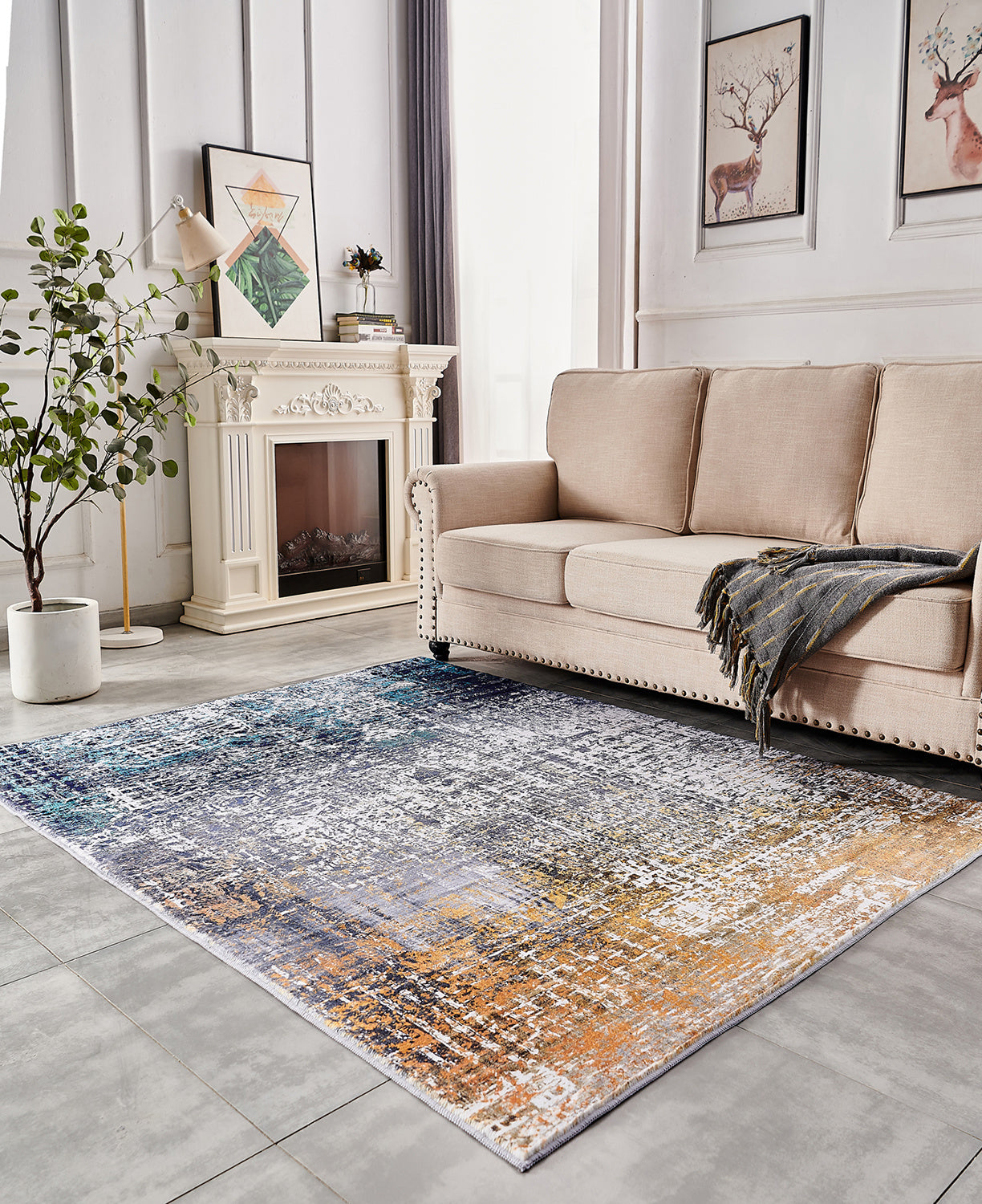 zara collection abstract design turquoise gray rust machine washable super soft area rug