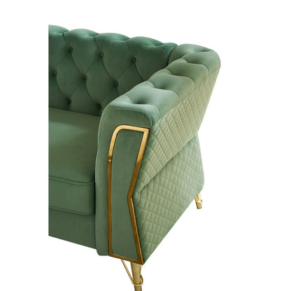 Modern Tufted Velvet Sofa, Mint Green