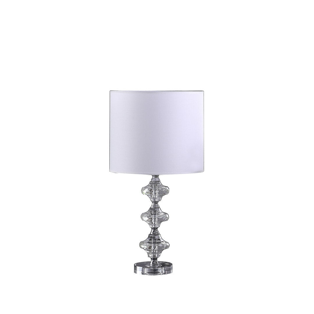 22.25" geometric prism solid crystal table lamp in chrome silver