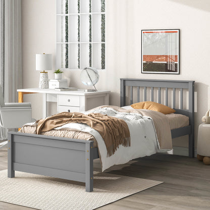 Twin Bed with Headboard & Nightstand, Grey