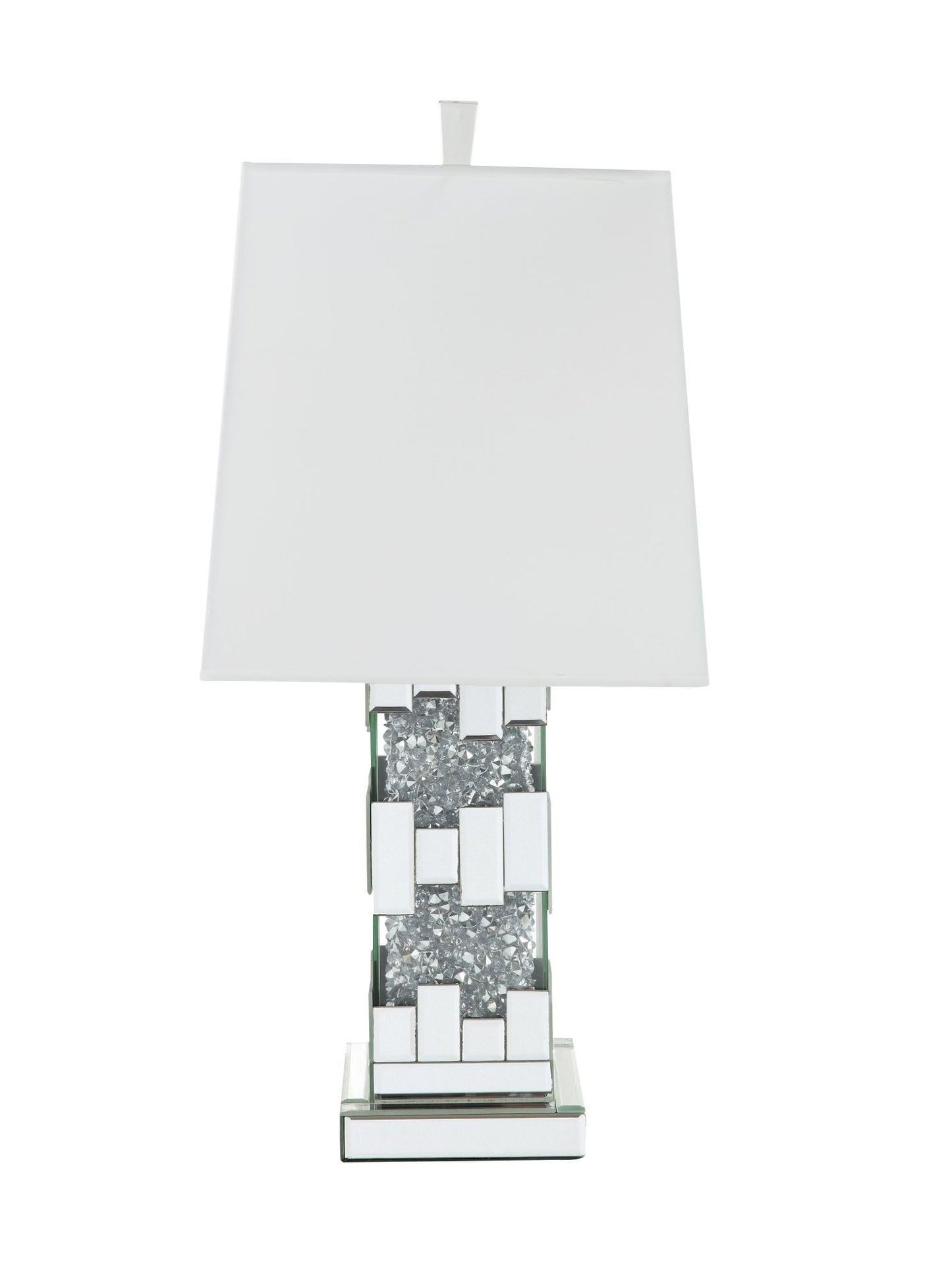 acme noralie table lamp, mirrored & faux diamonds