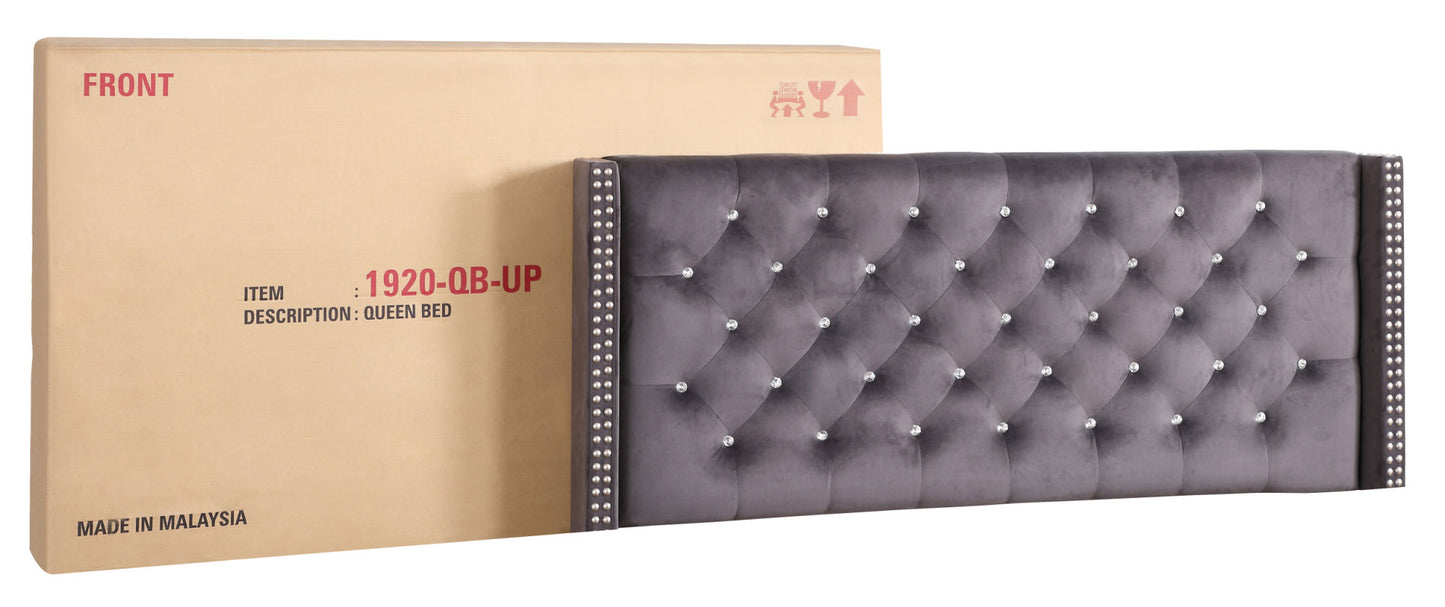 julie queen upholstered bed , gray