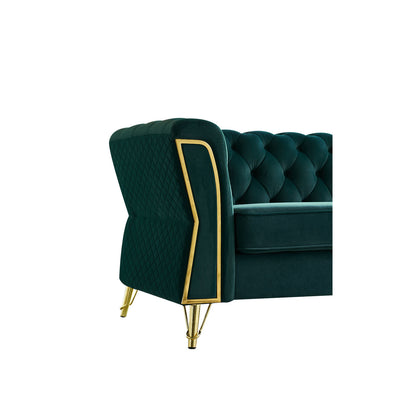 Modern Tufted Velvet Sofa, Green