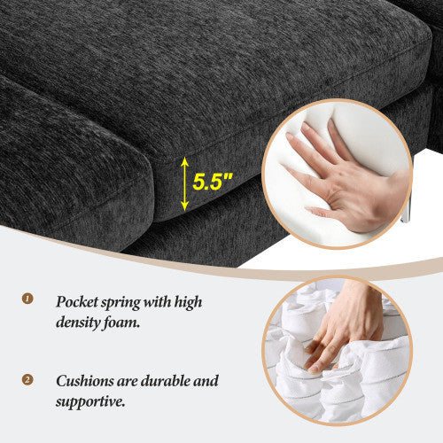 chenille l-shaped sofa with 2 pillows