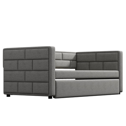 Upholstered Bed with Padded Back, Gray