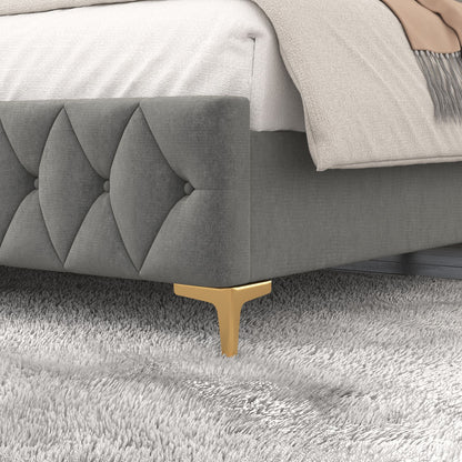 Velvet Upholstered with Pneumatic Hydraulic Function, Gray