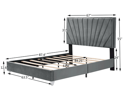 B108 Queen bed with two nightstands, + metal legs with Electroplate