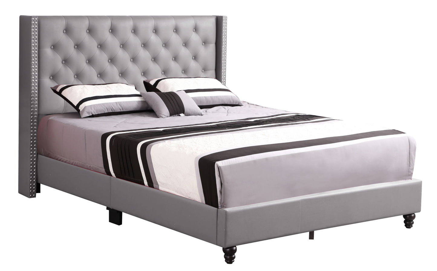 julie upholstered bed, light grey
