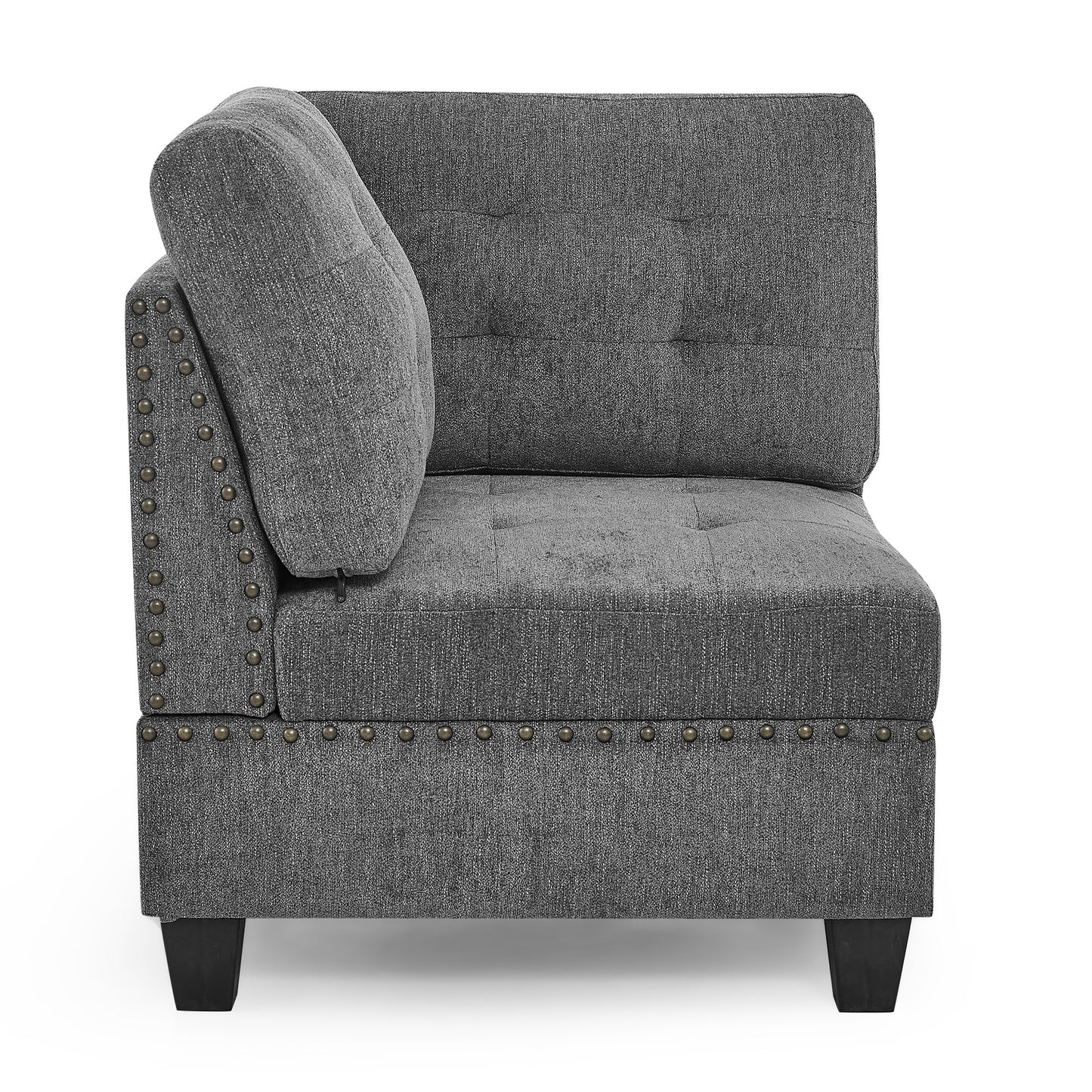 u shape modular sectional sofa includes seven single chair, four corner and one ottoman, grey