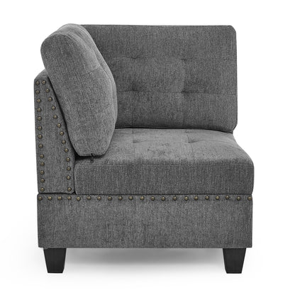 U shape Modular Sectional Sofa includes Seven Single Chair, Four Corner and One Ottoman, Grey