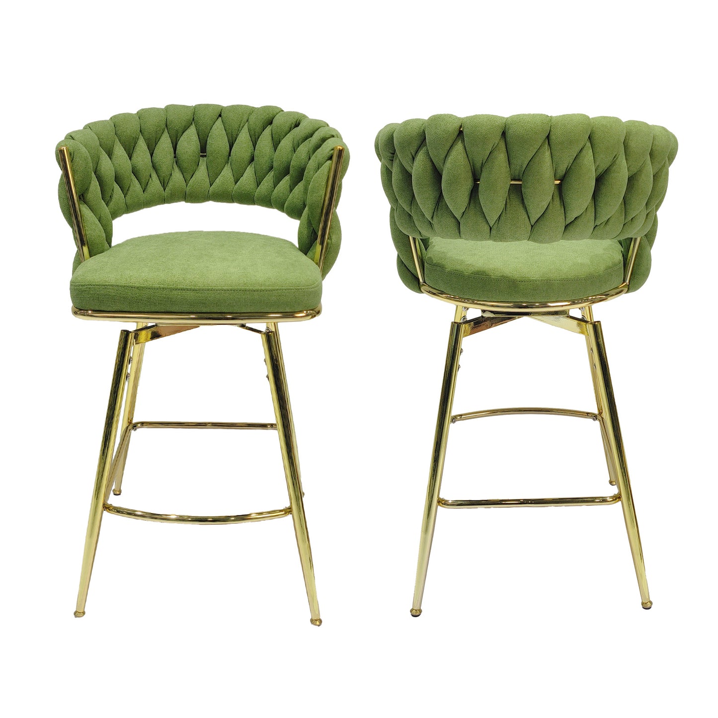 bar chair linen woven bar stool set of 4, green