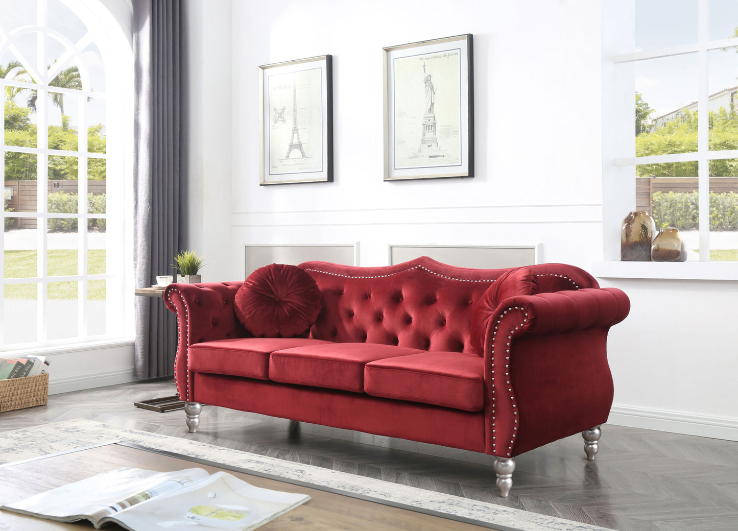 hollywood sofa, burgundy