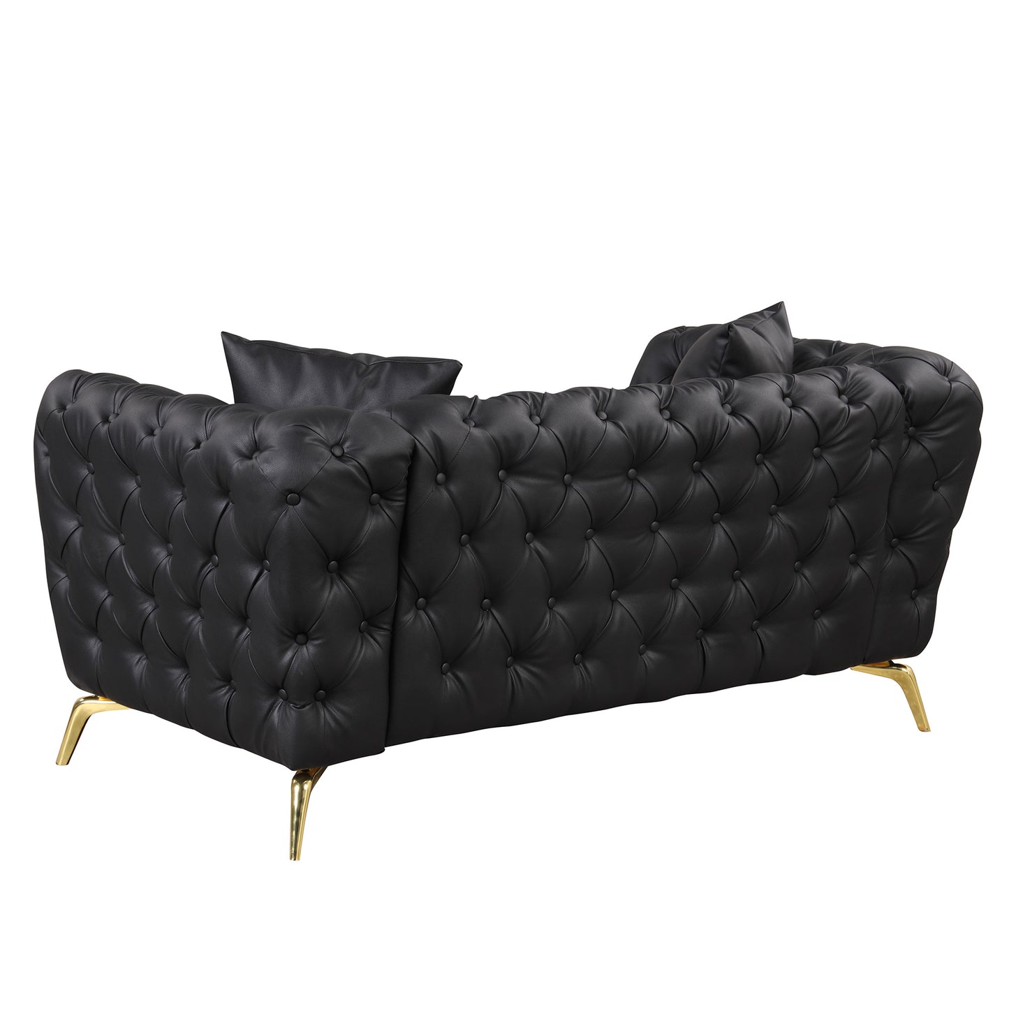 button tufted upholstered sofa, black