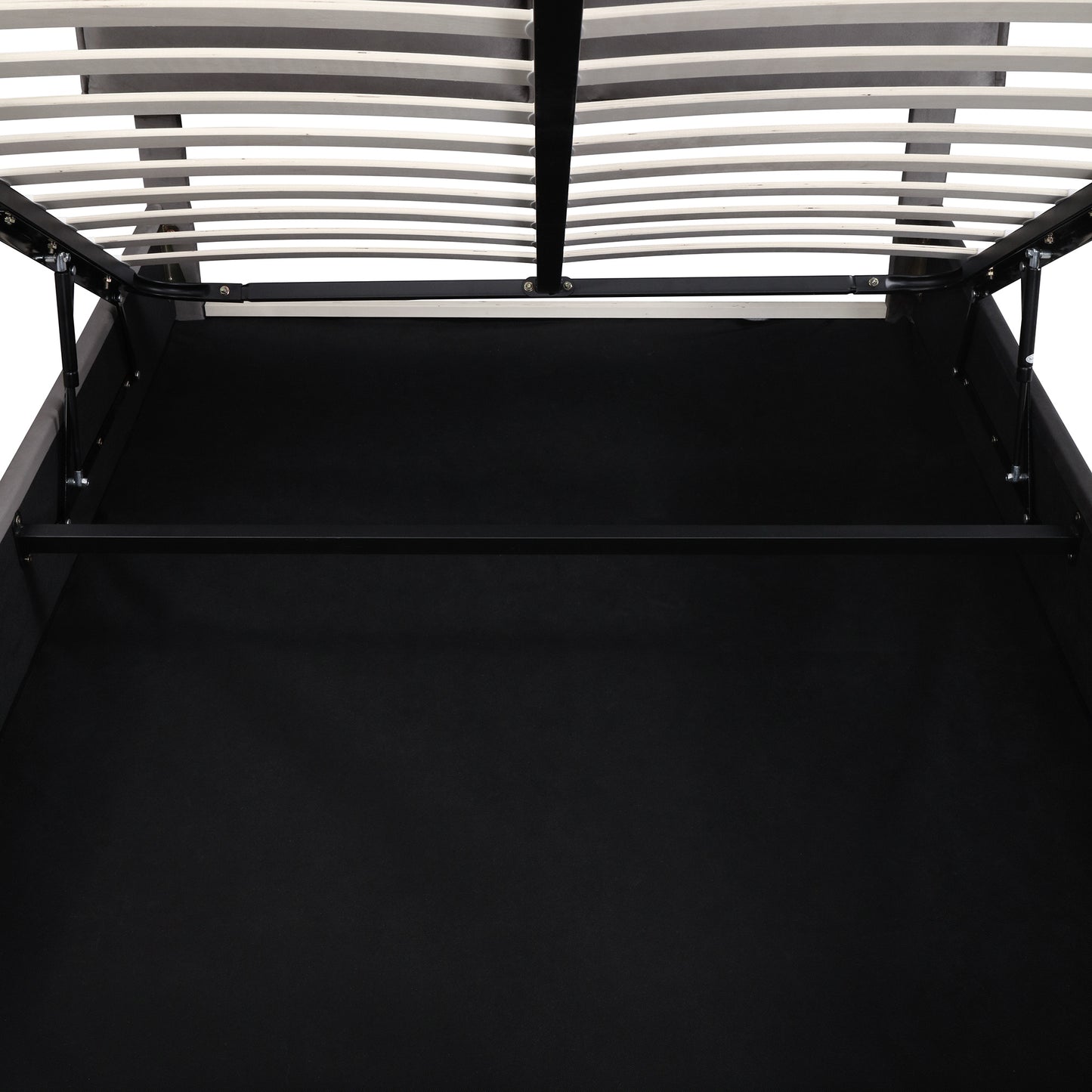 upholstered platform bed with a hydraulic storage system