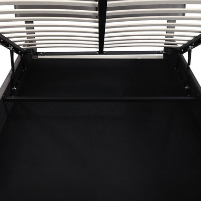 Upholstered Platform bed with a Hydraulic Storage System